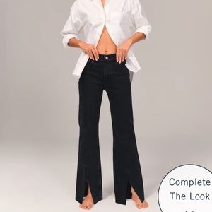 Black High Rise 90s Relaxed Jean Split Hem 28 Long